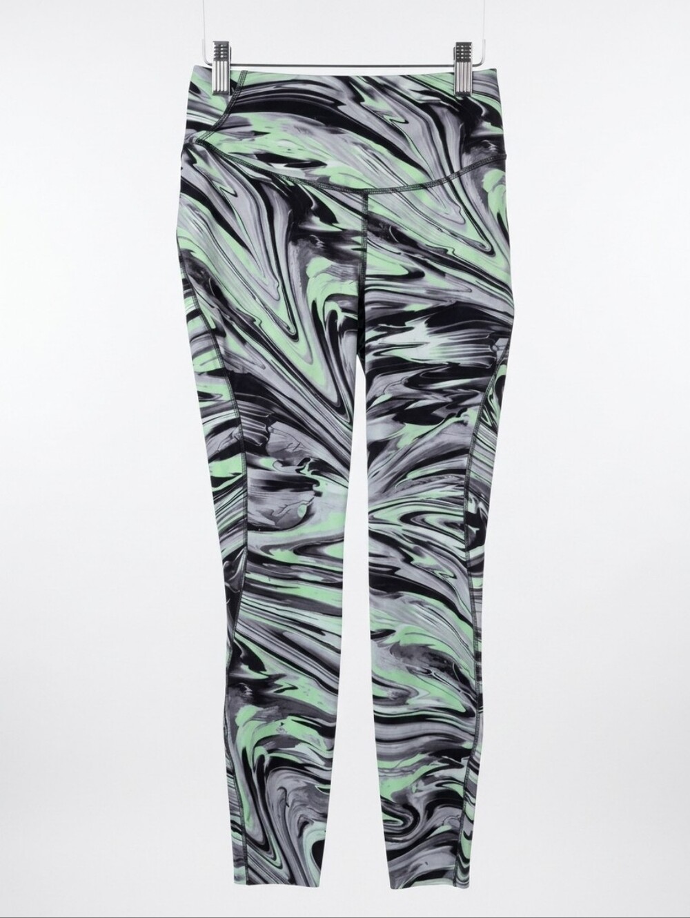 Lululemon Abstract Marble Swirl Print Tights — Black & Mint Green Size 6